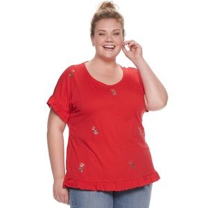 NWT Evri Embellished Ruffle top